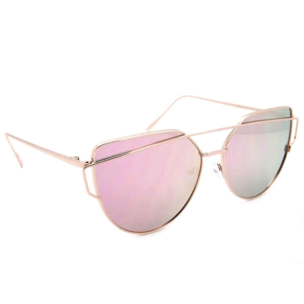 Pink Mirrored Gold Frame Retro Cat Eye Sunnies - Picture 2 of 5